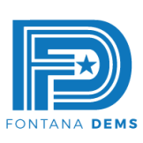 A stylized F and D with a star in the center. Fontana Dems logo.